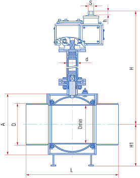 Кран шаровой подземный с удлиненным штоком с редуктором, Ду от 250 до 700 мм, ст. 20